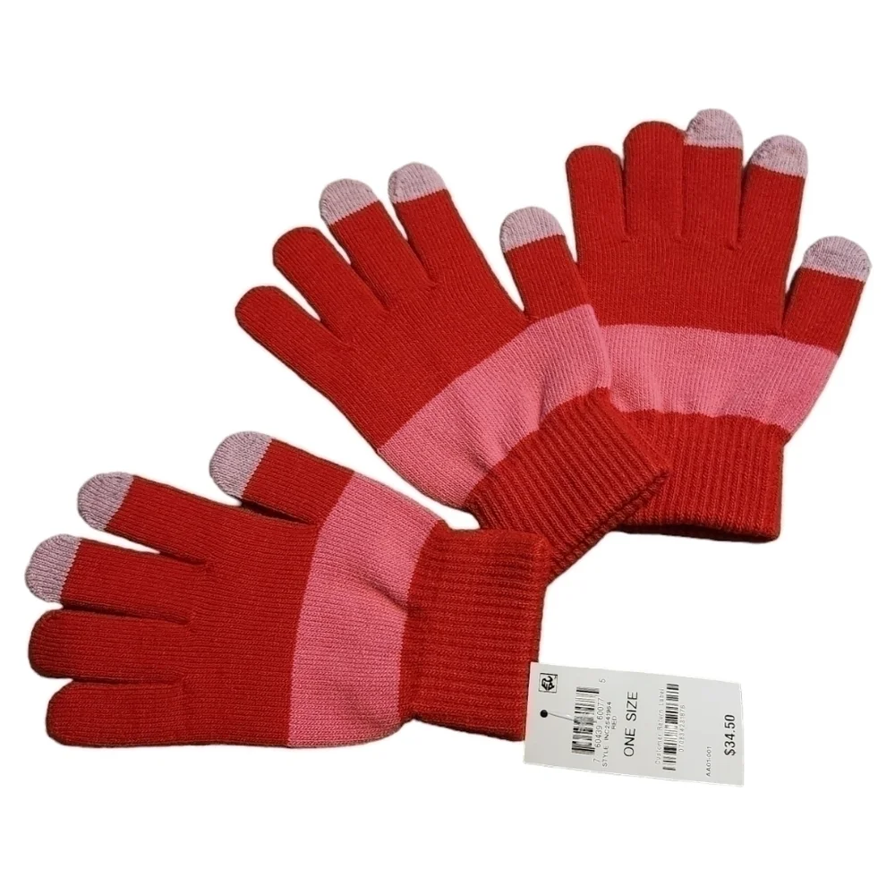 INC Women's Pair + 1 Red Pink Light Purple Gloves Set Gift Set NWT